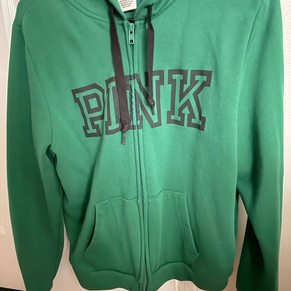 PINK Victoria's Secret Green Kids Hoodie with Black Details